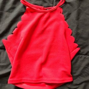 Red scalloped crop top